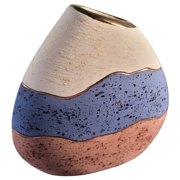 VINTAGE 1990s SIGNED Craig Nowell 22K gold inlay Southwestern pottery vase 6" - Picture 3 of 8